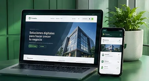 Sitio corporativo con presentación de servicios, blog y vista móvil